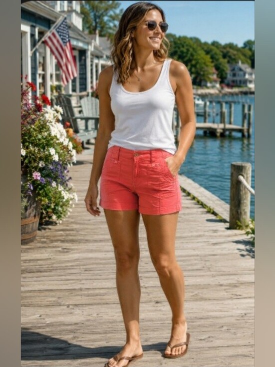 Lee Pants - Lee One True Fit Coral Pink Utility Low Rise Cotton Shorts Size 10M